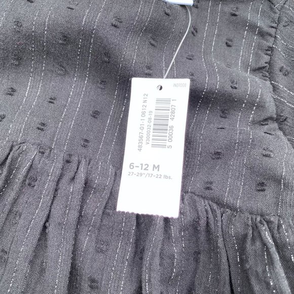 Old Navy Black Swiss Dots Holiday Party Dress with Silver Thread - Picture 4 of 11